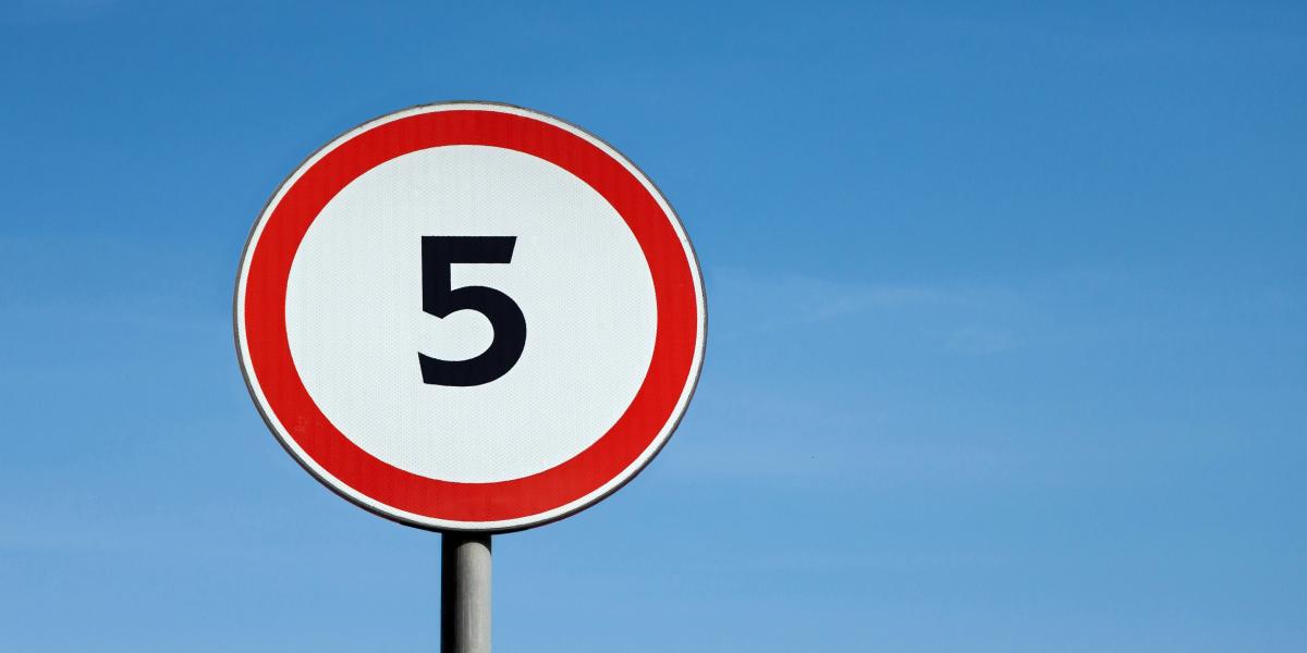 signpost with 5