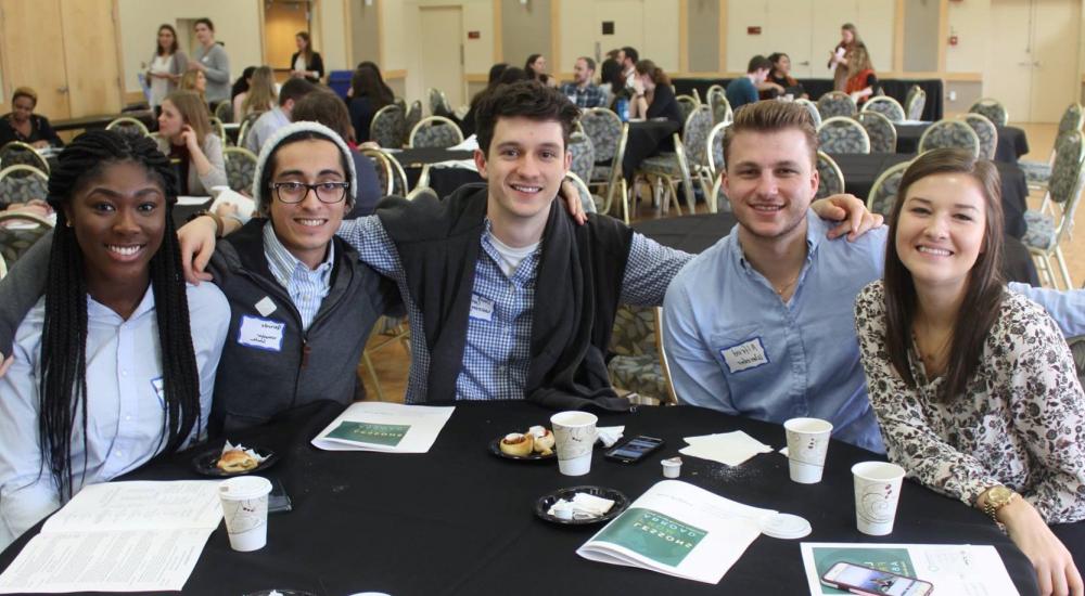 students at a round table