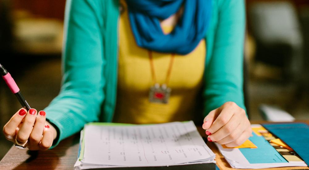 Close up of student's hands