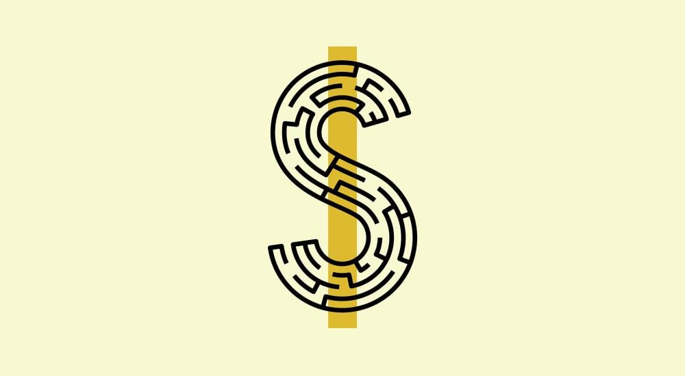 maze in the shape of a dollar sign