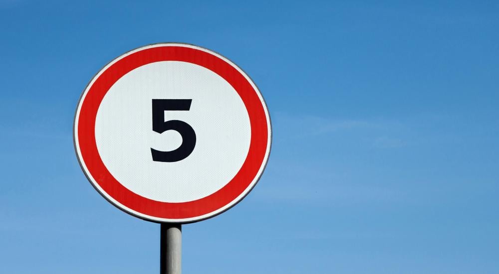 signpost with 5