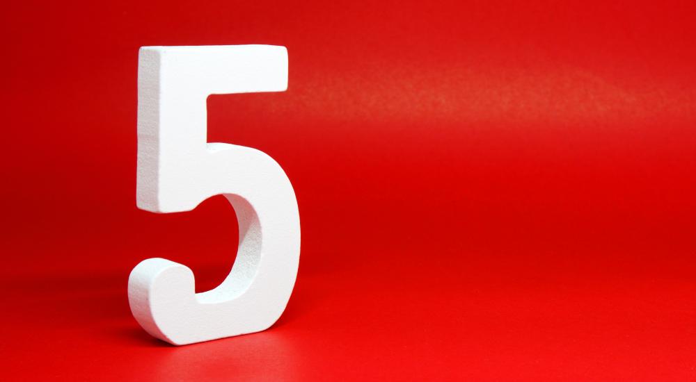 the number 5 on a red background