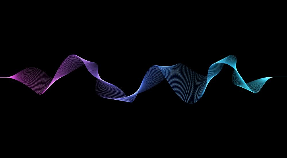 Multicolored sound waves on a black background