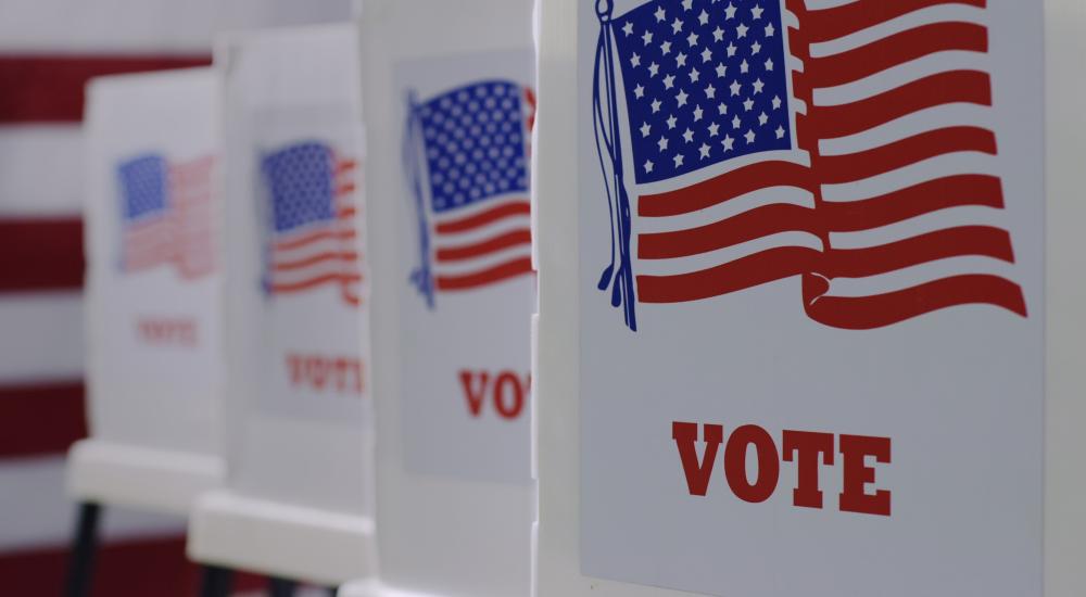 photo of several voting booths in a row