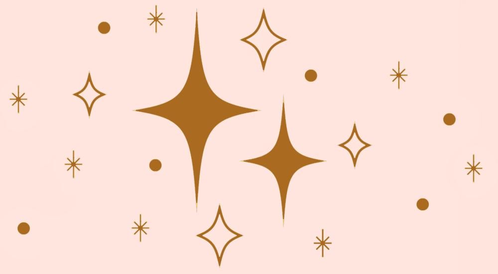 Brown sparkle illustration on a pink background