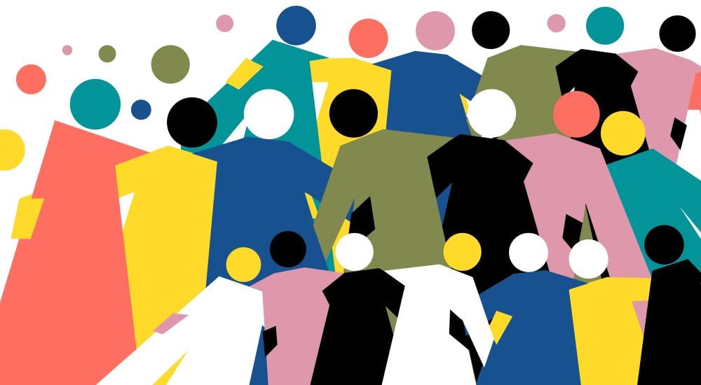 Illustration of a group of people in different colors