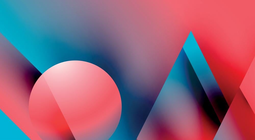 illustration of abstract shapes in shades of pink and blue