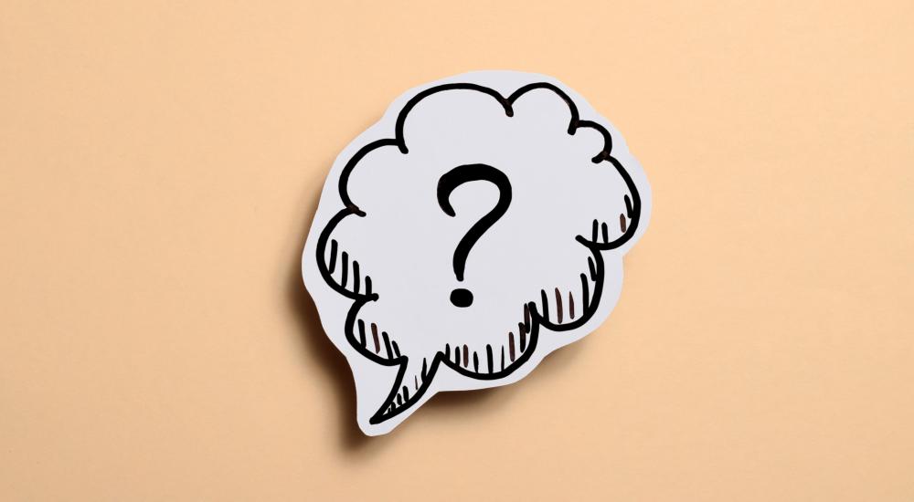 drawing of question mark in speech bubble