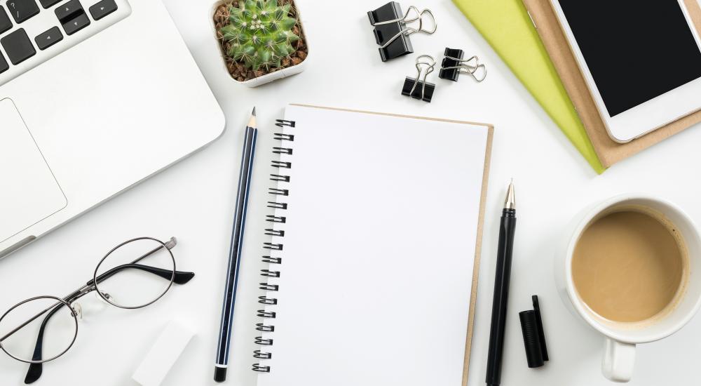 Items laid out on a desk