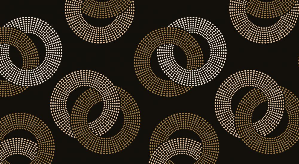 interlocking rings against a black background