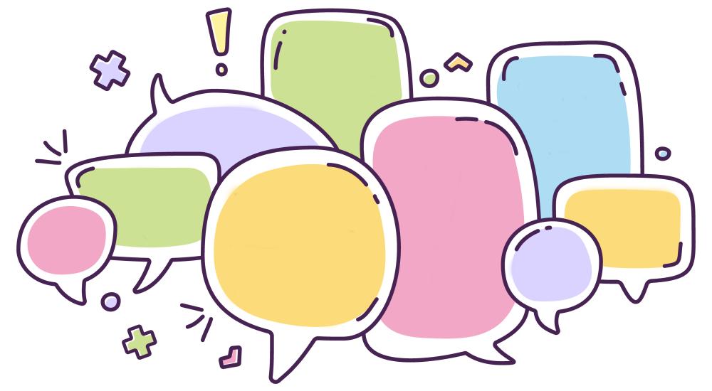 Illustration of different colored speech bubbles