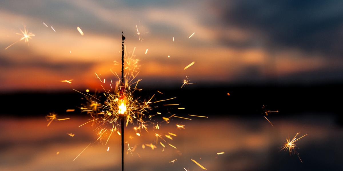 Sparkler against a sunset