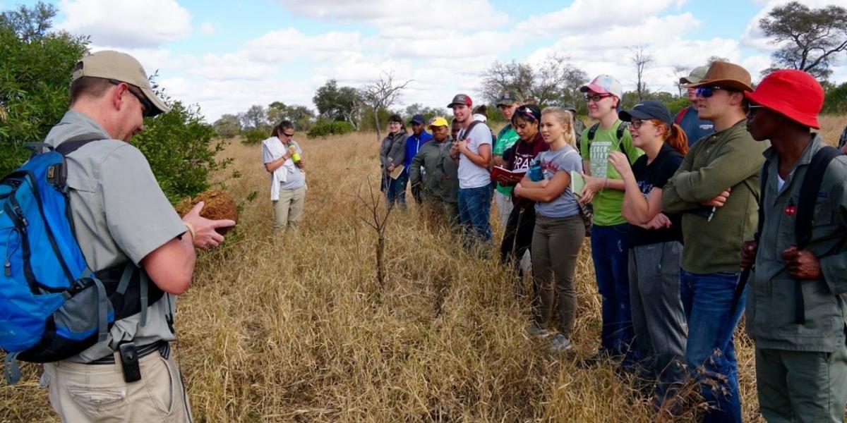 Students on a bush walk in South Africa