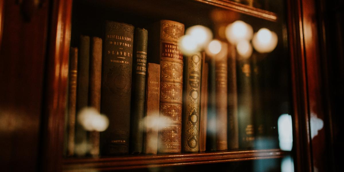 A row of books on a shelf