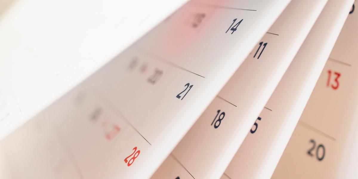 closeup of flipping calendar pages