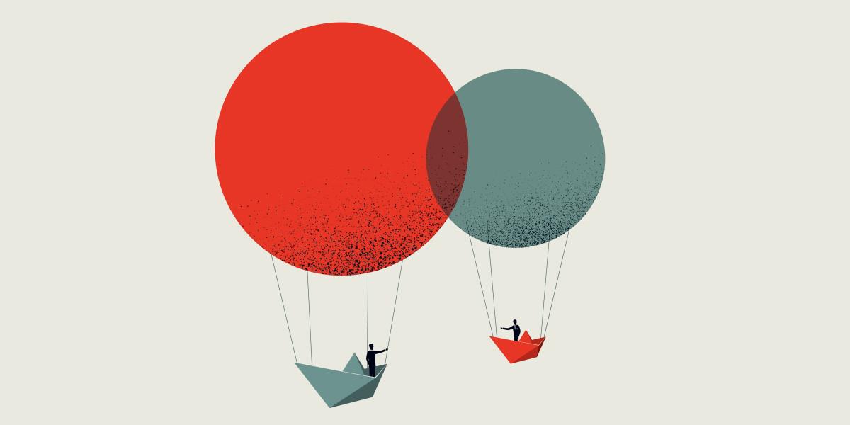 Illustration of two hot air balloons