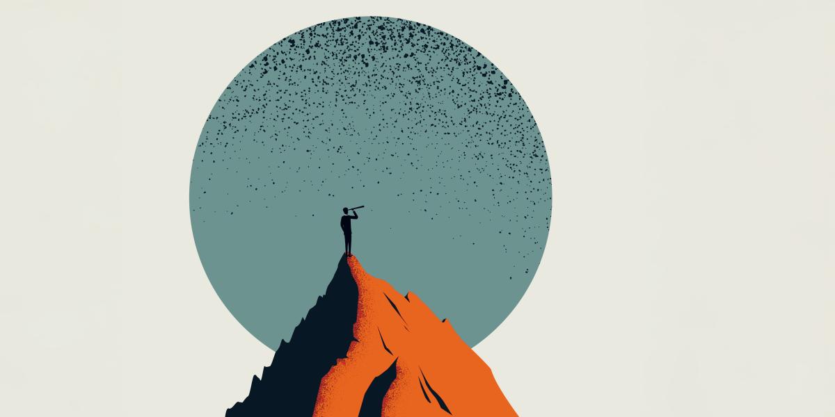 illustration of a man on top of a mountain