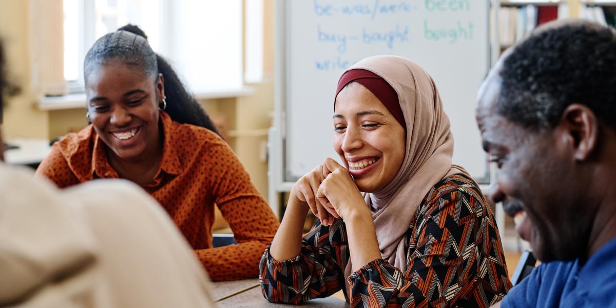 diverse group of smiling students