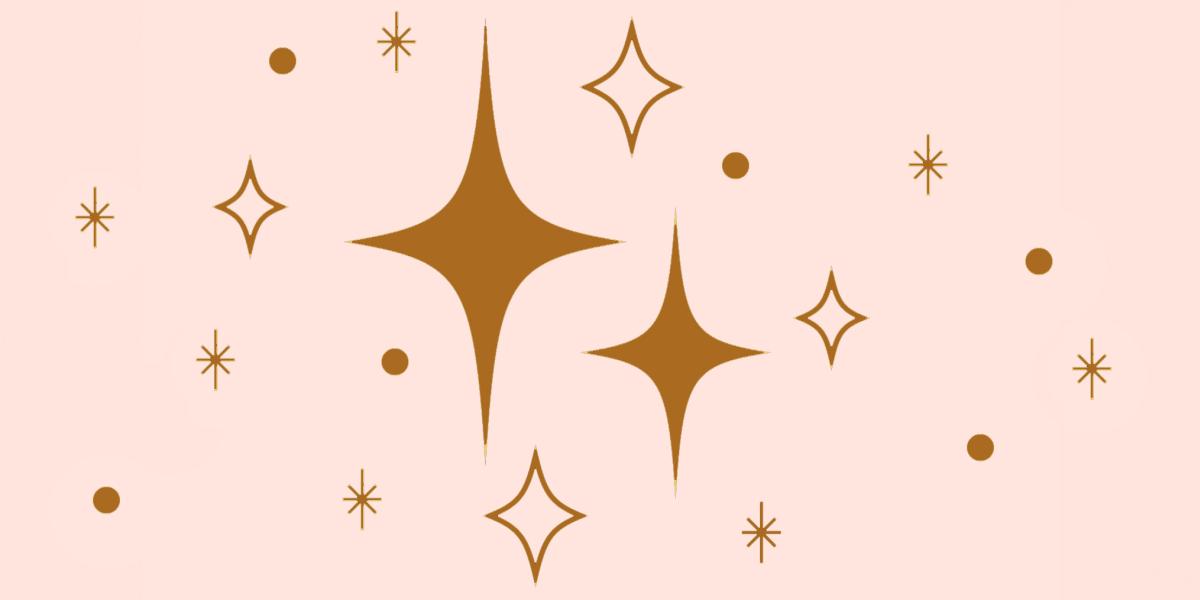 Brown sparkle illustration on a pink background