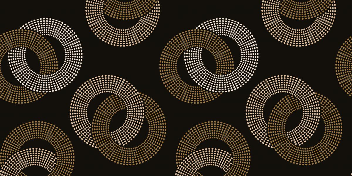 interlocking rings against a black background