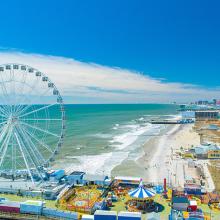 A view of the beach and amusements in Atlantic City