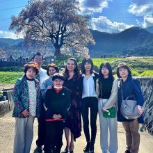 Karen Bauer with her host family in Japan