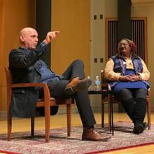 Artist Andy Shallal speaks at the University of Maryland