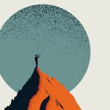 illustration of a man on top of a mountain